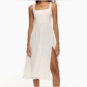 Aritzia Wilfred Market Slit Dress | soft white jersey dress